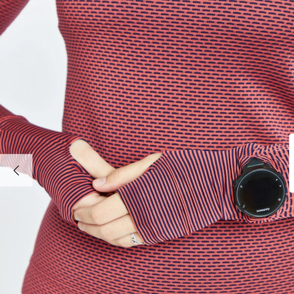 Oiselle Red and Black Striped Women's Top